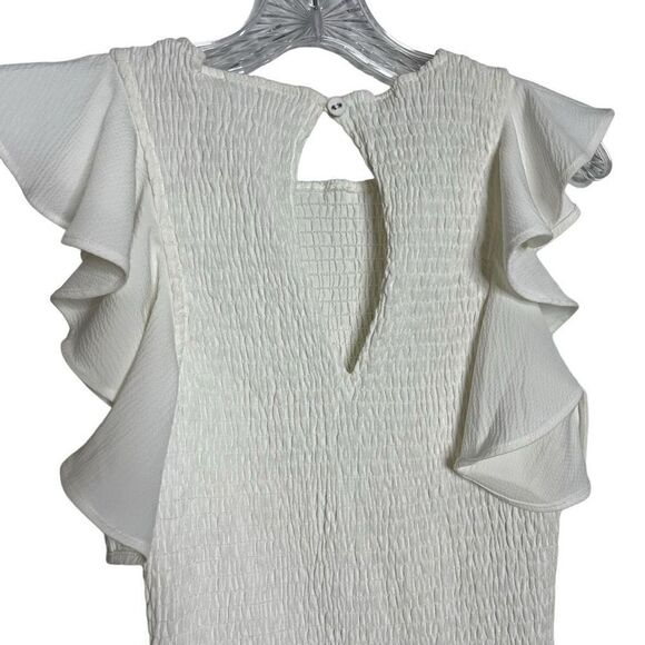 NEW C/MEO COLLECTIVE Expired Ruffle Mini Dress in Ivory Size Small - Picture 7 of 8